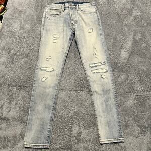 MNML Skinny Jeans Mens 30 Button Fly Distressed Stacked Pants